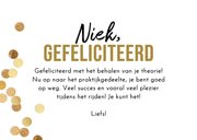 Trendy geslaagdkaart theorie examen foto confetti goud 3