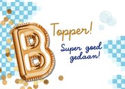 Trendy geslaagdkaart zwemdiploma B foto folieballon goud 2