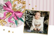 Trendy kerstkaart fotocollage merry new home sleutel sterren 2