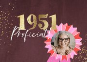 Trendy verjaardagskaart jaartal goud vijfenzeventing vaandel 2