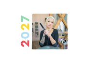 Trendy zakelijke kerstkaart met regenboog typografie  2