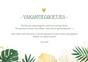 Tropische jungle vakantiekaart met Monstera bladeren en foto 3