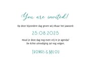 Trouwkaart als ticket hip save the date  3