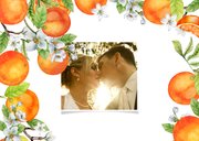 Trouwkaart bedankt sinaasappels met bloesem 2