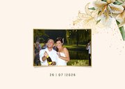 Trouwkaart bedankt witte lelie en echte goudfolie 2