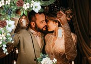 Trouwkaart bedankt witte rozen kerst 2