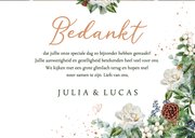 Trouwkaart bedankt witte rozen kerst 3