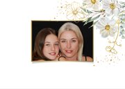 Trouwkaart bruidsmeisje herfstanemoontjes op groen fluweel. 2