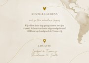 Trouwkaart reisthema waterverf wereld goudfolie vliegtuig 3