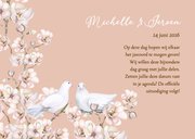 Trouwkaart save the date bloesem duiven 3