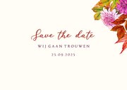 Trouwkaart save the date herfstsfeer bloemen blad 2