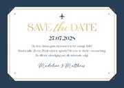 Trouwkaart ticket stijlvol save the date foto vliegtuig 3