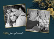 Uitnodiging 50 jarig jubileum met gouden bloemen & waterverf 2