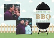 Uitnodiging BBQ met foto's, barbecue, hekje en wolken 2