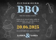 Uitnodiging BBQ met hout, krijtbord, illustraties en foto's 3