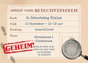 Uitnodiging detective kinderfeestje 3