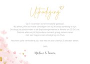 Uitnodiging doopviering met roze waterverf hartjes 3