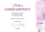 Uitnodiging eerste communie houtlook doorkijkje roze stoer 3