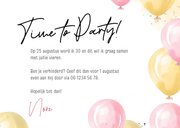 Uitnodiging feest roze gouden ballonnen foto time to party 3