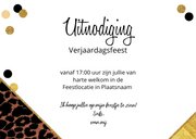 Uitnodiging feestelijke kaart met panterprint en confetti 3