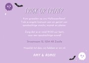 Uitnodiging feestje Halloween paars pompoenen vleermuizen 3