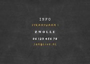 Uitnodiging 'feestje' krijtbord met 2 foto's 2