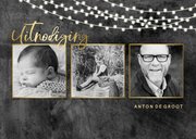 Uitnodiging fotcollage stoer beton met lampjes en goud 2