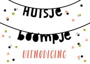 Uitnodiging huisje boompje feestje confetti 2