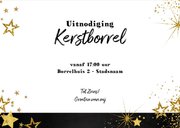 Uitnodiging (kerst) borrel feestelijke kaart met sterretjes 3