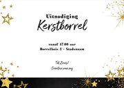 Uitnodiging (kerst) borrel feestelijke kaart met sterretjes 3