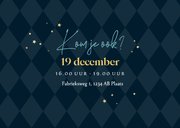 Uitnodiging kerstborrel goud ruitjes blauw zakelijk 2