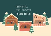 Uitnodiging kerstmarkt met kraampjes en kerstbomen 3