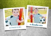 Uitnodiging kinderfeestje met gras, voetbal en voetbalschoen 2