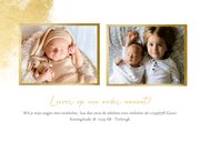 Uitnodiging kraamfeest grote eigen foto en sierlijke tekst 2