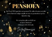 Uitnodiging pensioen borrel zwart goudlook confetti 3