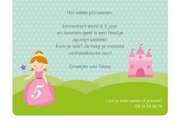 Uitnodiging prinsessenfeestje prinses met kasteel 3