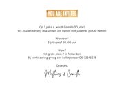 Uitnodiging ticket save the date goud met foto 3