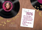 Uitnodiging verjaardag platenspeler vinyl lp foto roze 2