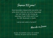 Uitnodiging verjaardag samen 100 jaar fotos op krijtbord 3