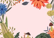 Uitnodiging verjaardagsfeestje herfst bloemen en paddenstoel Achterkant