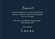 Bedankkaart vormsel communie donkerblauw met foto 3