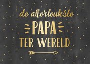 Vaderdag handlettering kaart met naam en foto - zwart goud 2