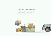 Verjaardagskaart auto en aanhanger 3