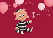 Verjaardagskaart baby meisje kind boefje 1 jaar grappig 2
