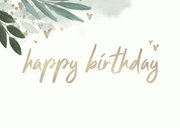 Verjaardagskaart botanisch met gouden hartjes 2