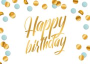 Verjaardagskaart confetti goud blauw happy birthday 2