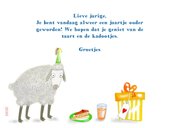 Verjaardagskaart dieren taart en limonade aan de tafel 3