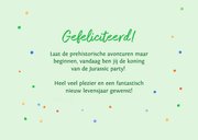 Verjaardagskaart dinosaurus met feesthoedjes 3