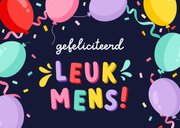 Verjaardagskaart jarig in augustus met ballonnen en foto 2