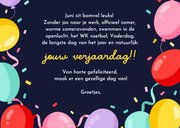 Verjaardagskaart - jarig in juni met foto en confetti 3